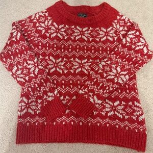 Abercrombie & Fitch Red and White Snowflake Sweater
